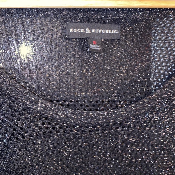 Rock & Republic Fishnet Weave Metallic Thread Sweater - Picture 2 of 3